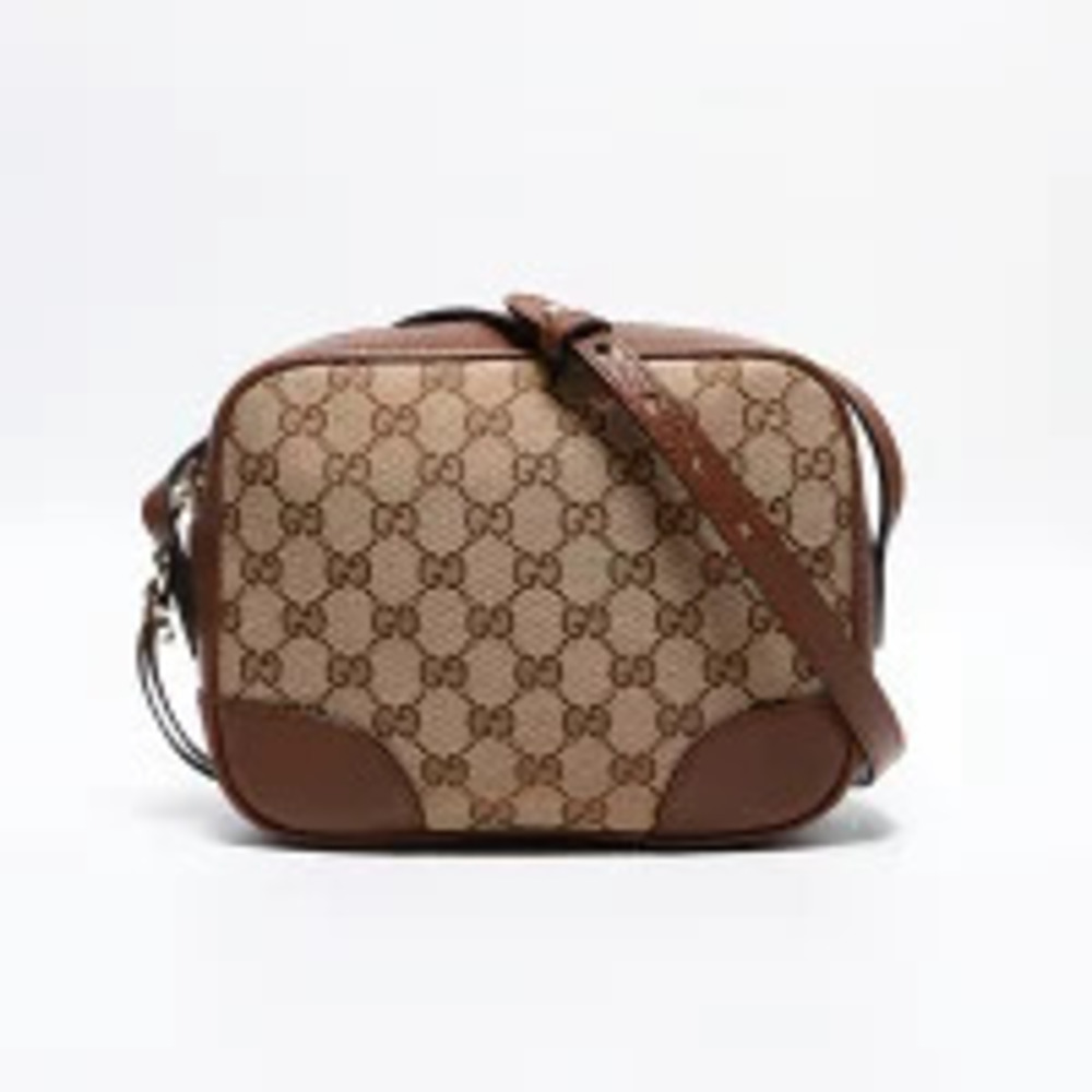 Gucci Shoulder Leather Beige Bag Canvas GG